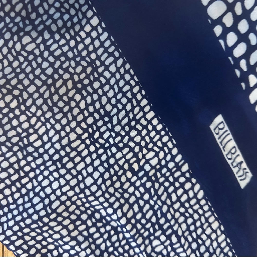 Bill Blass Navy and White Patterned Scarf